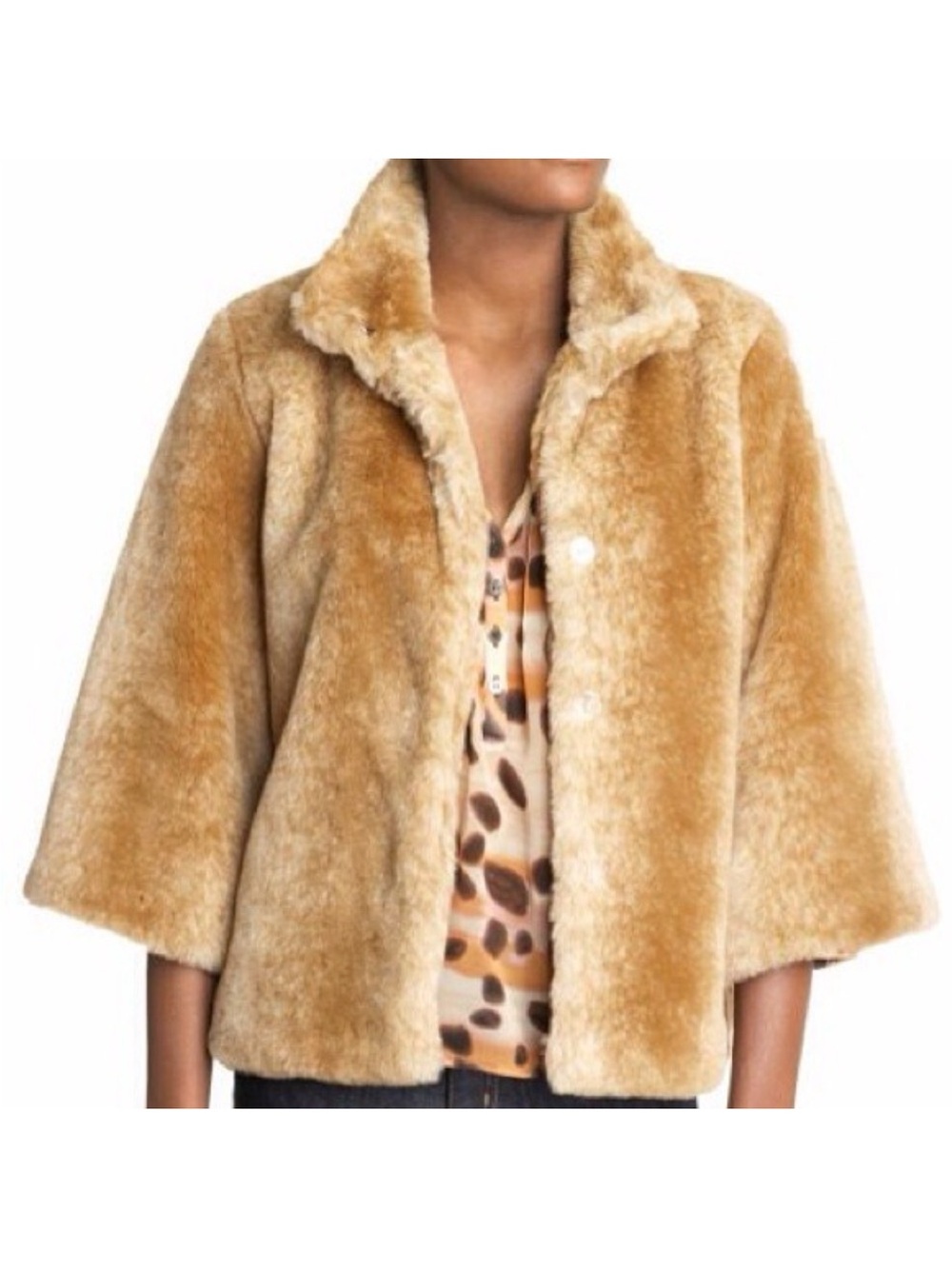 Anthropologie Tulle Faux Fur Jacket